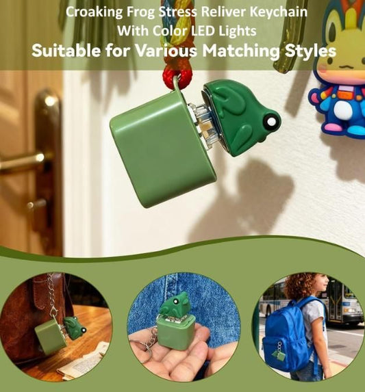 Croaking Frog Stress Reliver Keychain With Color LED Lights